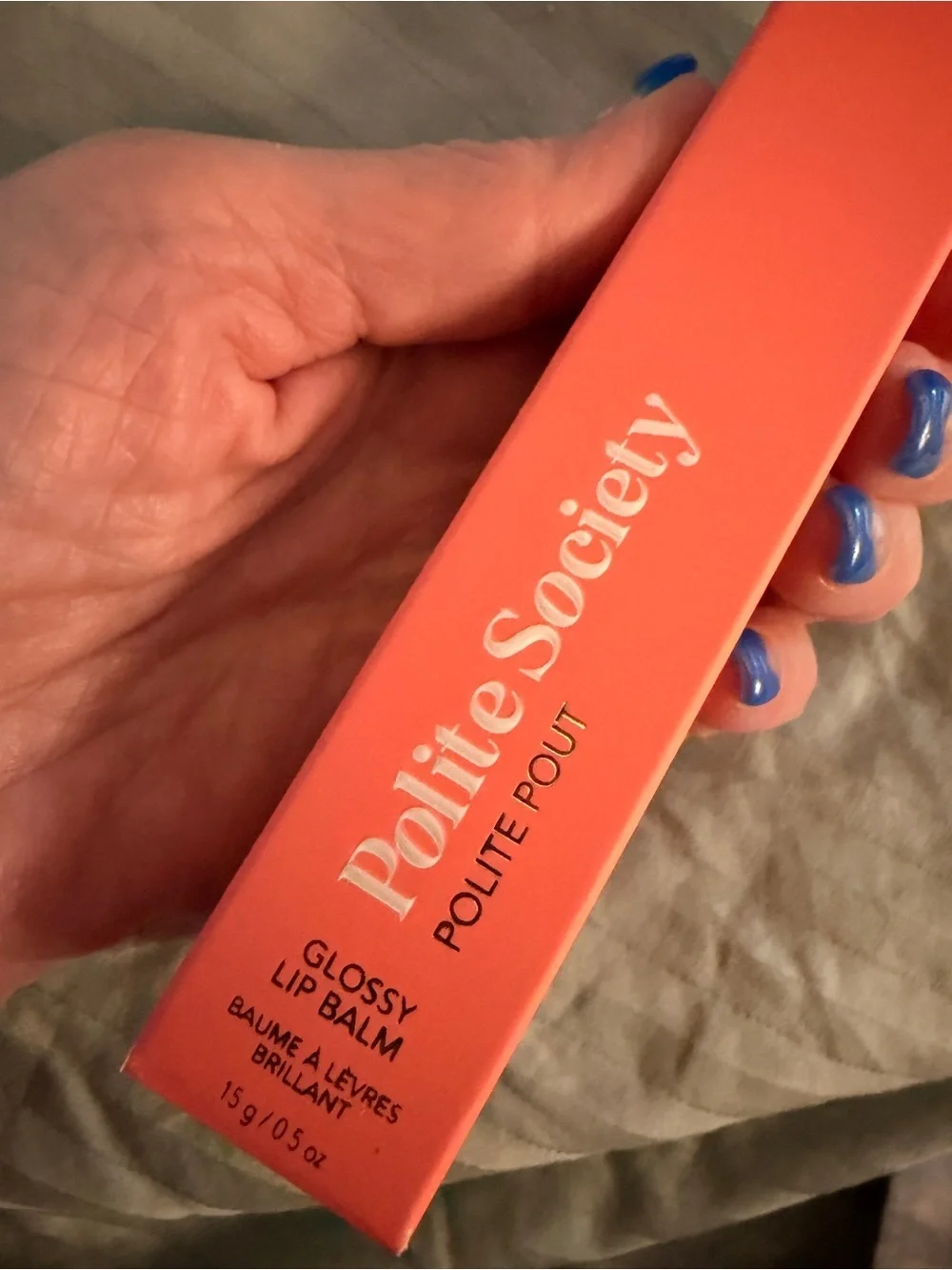 POLITE SOCIETY Polite Pout Glossy Lip Balm in Peach Bellini NEW IN BOX FULL SIZE